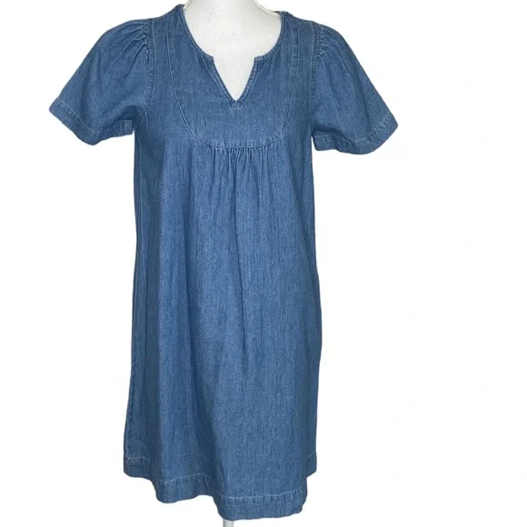 Madewell | Dresses | Madewell Blue Denim Vneck Dress Size Xs | Poshmark